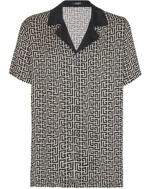 Balmain Shirt With Monogrammed Print - Black