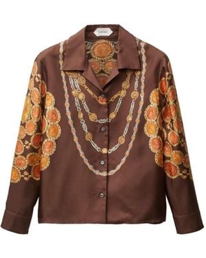 Versace Chain Print Shirt With Buttons - Brown