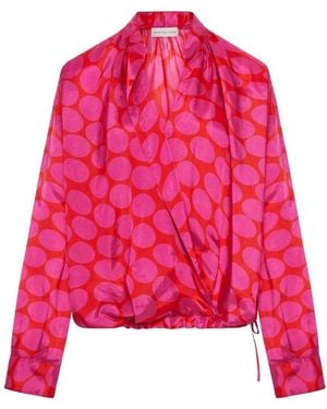 Dries Van Noten Camicetta A Maniche Lunghe Con Allacci - Red