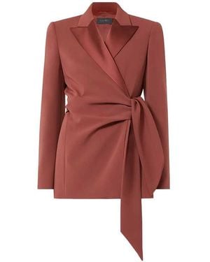 Max Mara Belted Blazer With Satin Lapels - Red