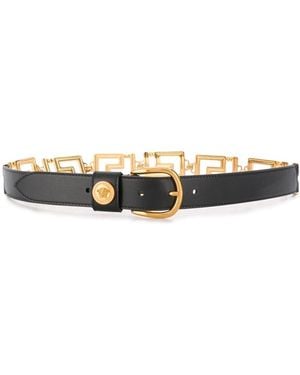 Versace Belt With Greek Key Buckle - Natural