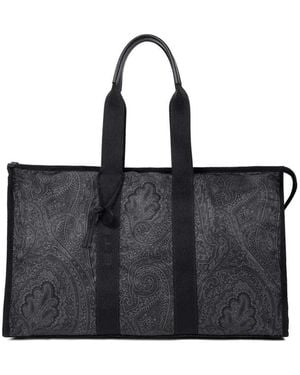 Etro Large Arnica Travel Bag With Paisley Print - Black
