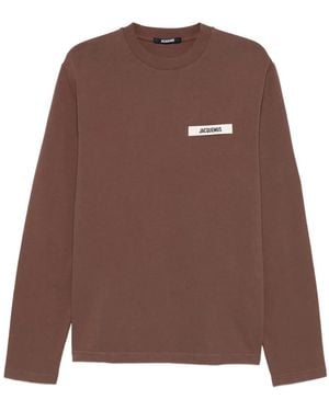 Jacquemus Long-Sleeved Shirt With Logo - Brown