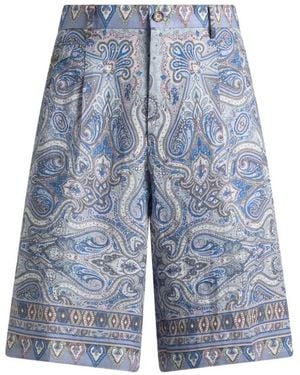 Etro Paisley Print Shorts - Blue