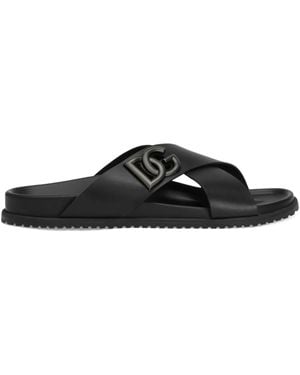 Dolce & Gabbana Sandali Slides Con Logo Dg-Uomo - Nero