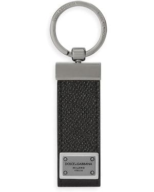 Dolce & Gabbana Logo Leather Key Holder - White