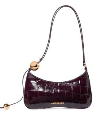 Jacquemus Borsa A Spalla Le Bisou Perle Effetto Coccodrillo - Viola