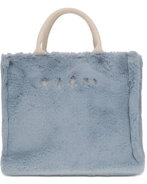 Marni Tote Bag With Fur Trim - Blue