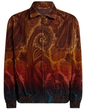 Etro Cotton Corduroy Jacket With Paisley Print - Brown