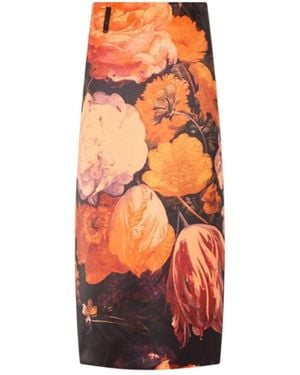 Dries Van Noten Gonna Lunga Stampata - Arancione