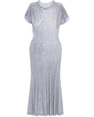 Self-Portrait Rhinestone-Embellished Midi Dress - Grey