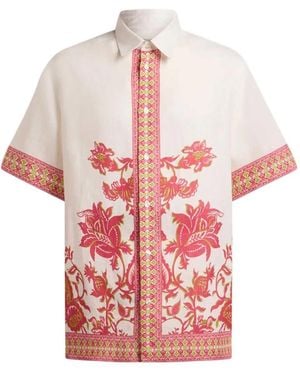 Etro Linen Shirt With Floral Print - Pink