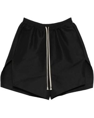 Rick Owens Stiff Drawstring Shorts With Slits - Black