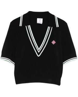 CASABLANCA Top Lavorato A Maglia Con Scollo A V-Donna - Nero
