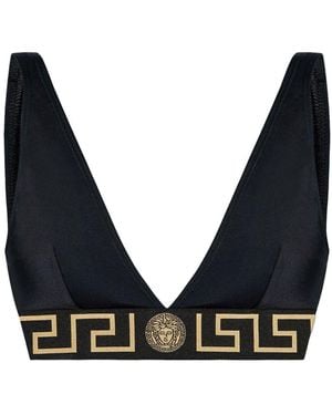 Versace Bikini Top With Logo Band - Black