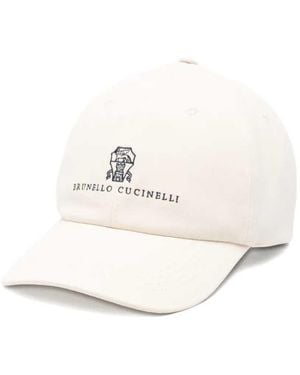Brunello Cucinelli Embroidered Beanie Hat - White