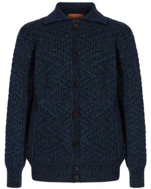 Missoni Oversized Wool-Blend Cardigan With Alpaca Inserts - Blue