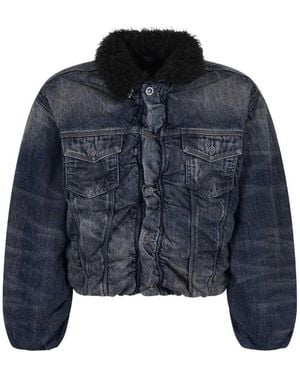 DIESEL D-Curly-Fsj1 Jacket With A Washed-Out Effect And Ruffle Detail - Blue