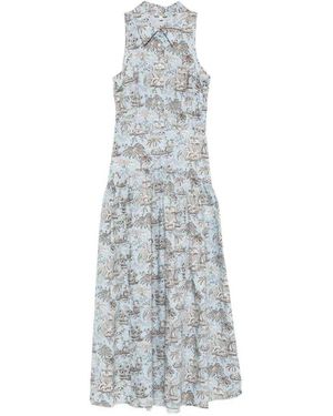 STAUD Romy Long Dress With Polo Collar - White