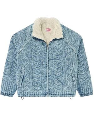 DIESEL Denim-Effect Knit Jacket - Blue