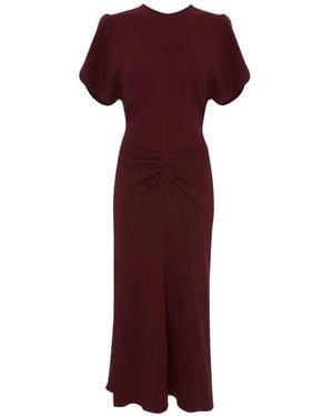 Victoria Beckham Bela Ruched Midi Dress - Purple