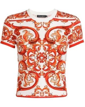 Dolce & Gabbana Dolce & Gabbana Jersey T-Shirt With Majolica Print - Red