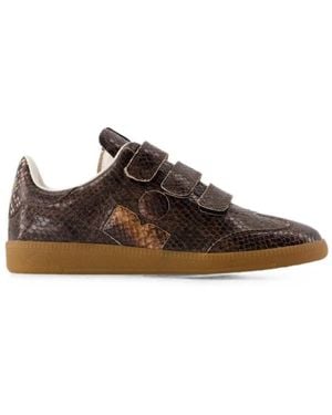 Isabel Marant Beth Trainers With Snakeskin-Effect Velcro Strap - Brown