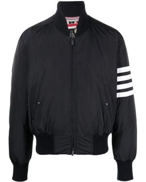 Thom Browne Bomber Jacket With 4-Stripe Detail - Blue