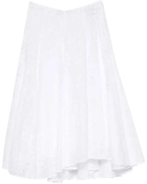 Tory Burch Broderie Anglaise Midi Skirt With Drawstring Waist - White