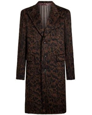 Etro Jacquard Coat With Animal Print - Brown