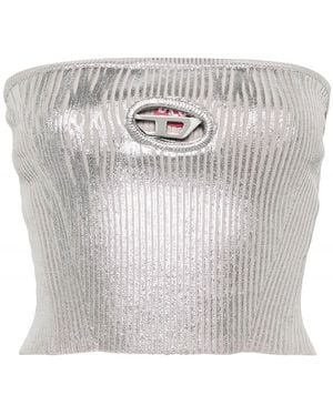 DIESEL Clarksvillex-C Metallic Tube Top With Logo Hardware - Gray