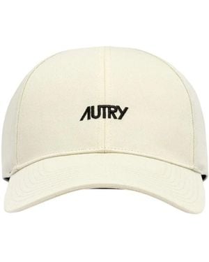 Autry Baseball Hat With Contrast Embroidered Logo - Natural