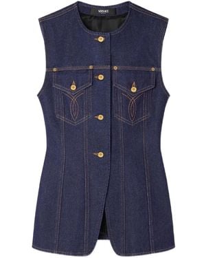 Versace Denim Vest With Buttons - Blue