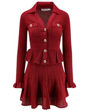 Self-Portrait Knitted Dress - Red