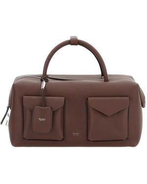 Max Mara Leather Shoulder Bag With Padlock Flap - Brown
