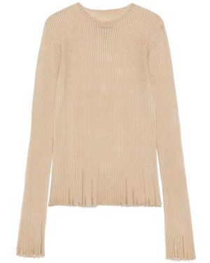 Uma Wang Frayed Ribbed Blouse - Natural