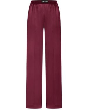 Tom Ford Stretch Silk Trousers - Red