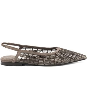 Brunello Cucinelli Ballerine Con Perline - Grigio