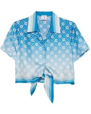 CASABLANCA Diamond Monogram Tie Shirt - Blue