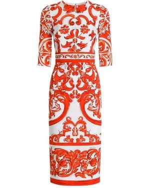Dolce & Gabbana Dolce & Gabbana Maiolica Print Charmeuse Dress - Red