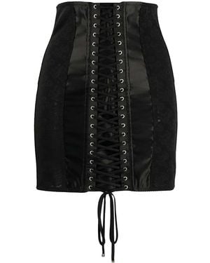 Dolce & Gabbana Skirt With Lace-Up Detail - Black