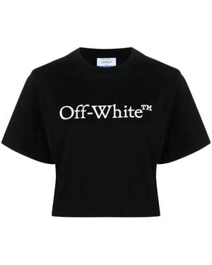 Off-White c/o Virgil Abloh Bookish Crop T-Shirt With Print - Black