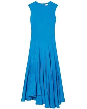 Tory Burch Flared Cotton Silk Dress - Blue
