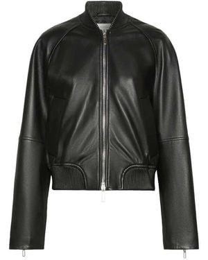 Sportmax Nappa Leather Bomber Jacket - Black