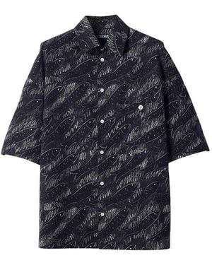 Jacquemus Rio Fish-Print Short-Sleeve Shirt - Blue