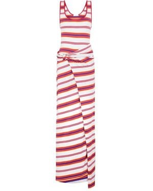 Rabanne Long Striped Dress - White