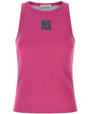 Marni Ribbed Tank Top With Applique - Pink