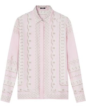 Versace Silk Shirt With Concealed Placket - Pink