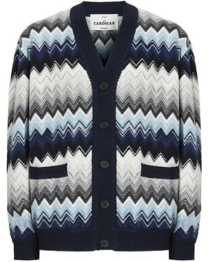 Missoni Cardigan Con Motivo Chevron - Blu