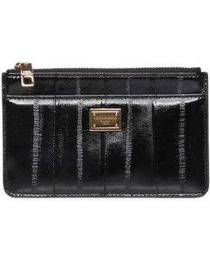 Dolce & Gabbana Card Holder With Logo Plaque Panel - Black